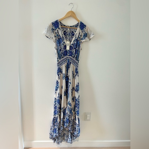 Vintage Spell and the Gypsy Collective Hotel Paradiso Bluebird Maxi Gown Dress - Picture 5 of 17